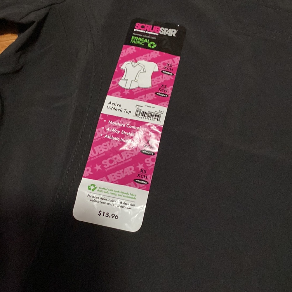 NWT Scrubstar Women's Seasonal Solid Contrast V-Neck Scrub Top - Picture 2 of 10